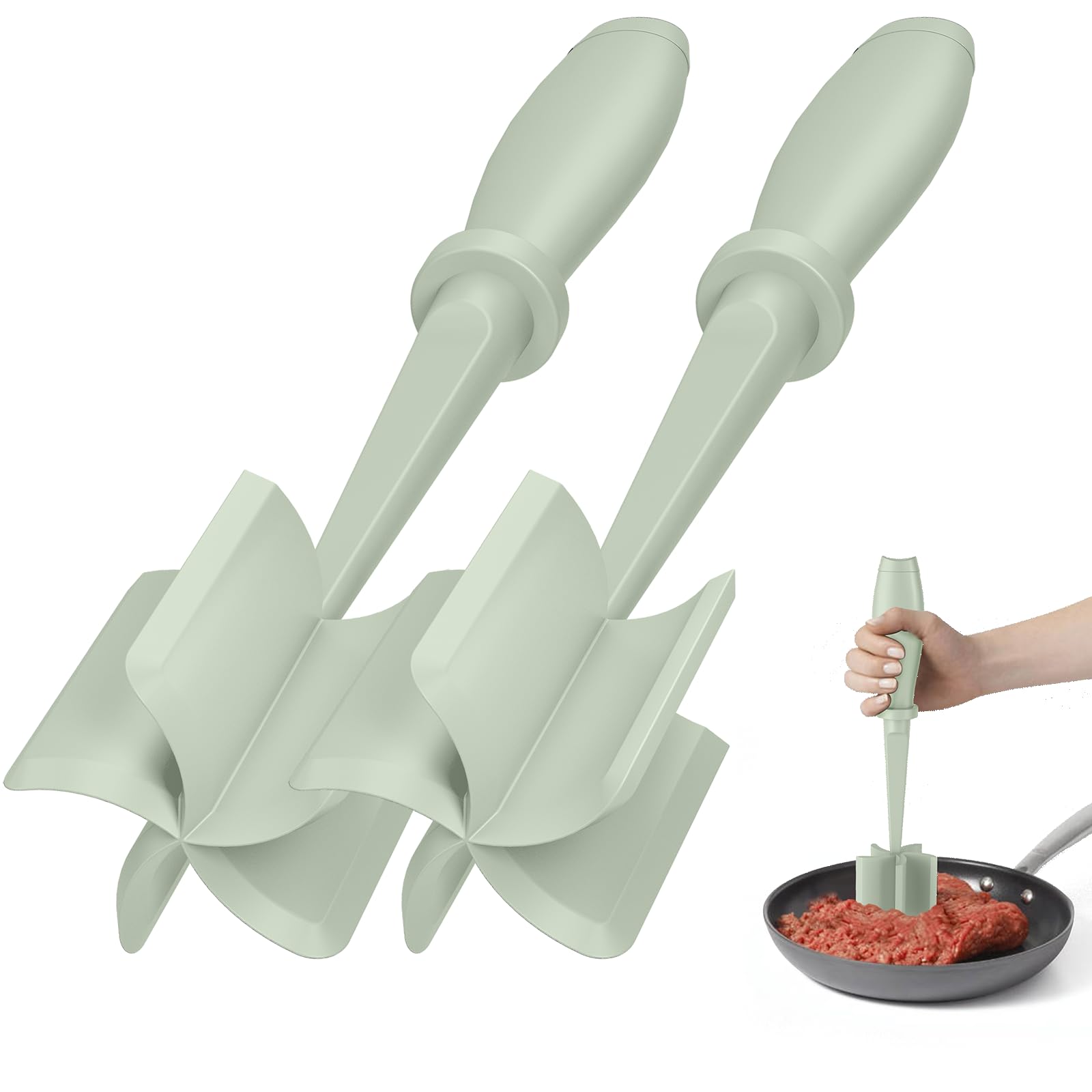 Meat Chopper, Hamburger Grinder, Premium Heat Resistant Smasher for Ground Beef, Burger Grinder Nylon Potato Mix Tool-Black